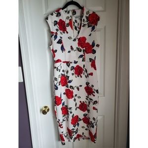 Red rose cocktail dress